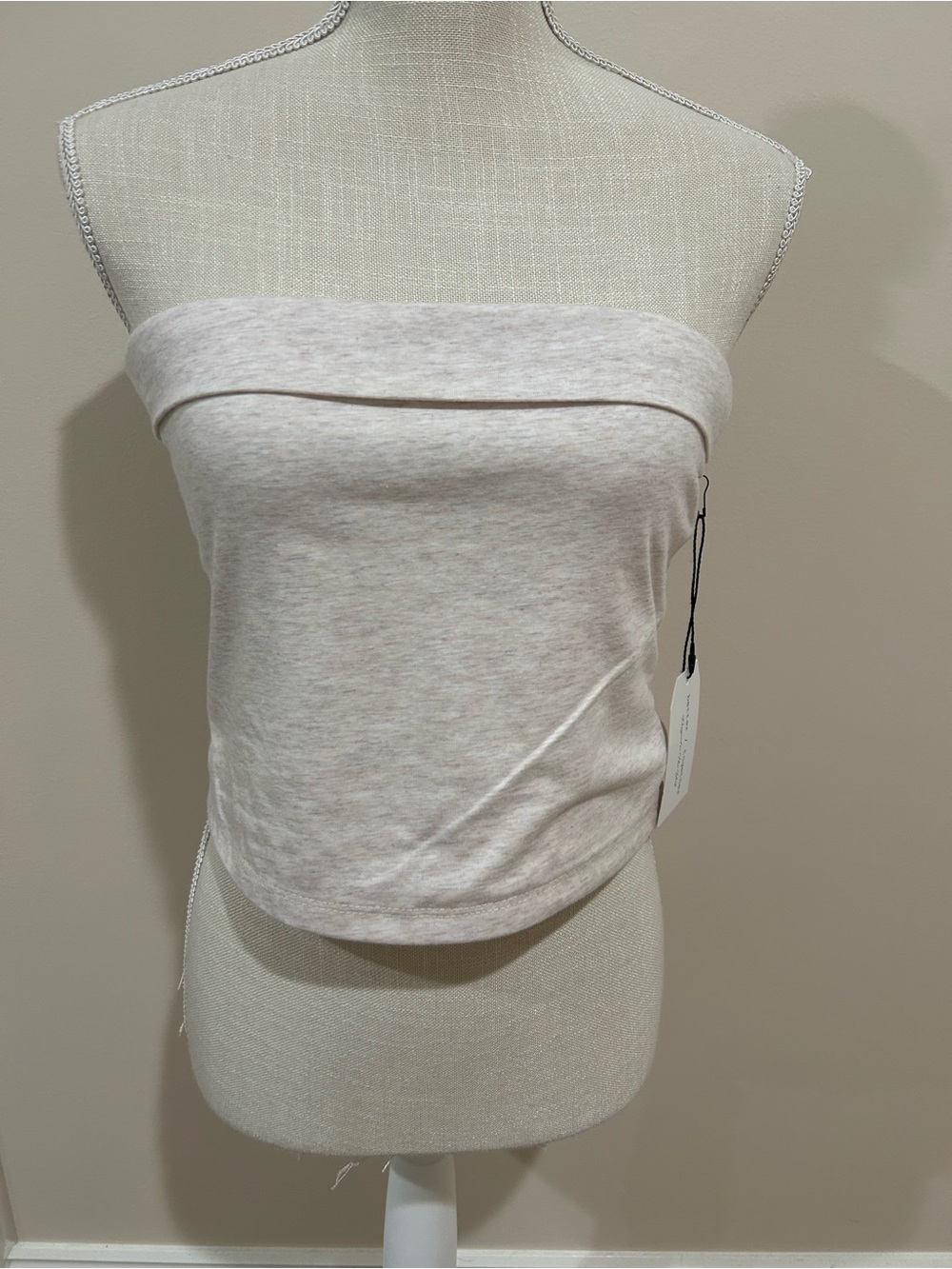 Strapless Fold-Over Tube Top in Light Heather Cream